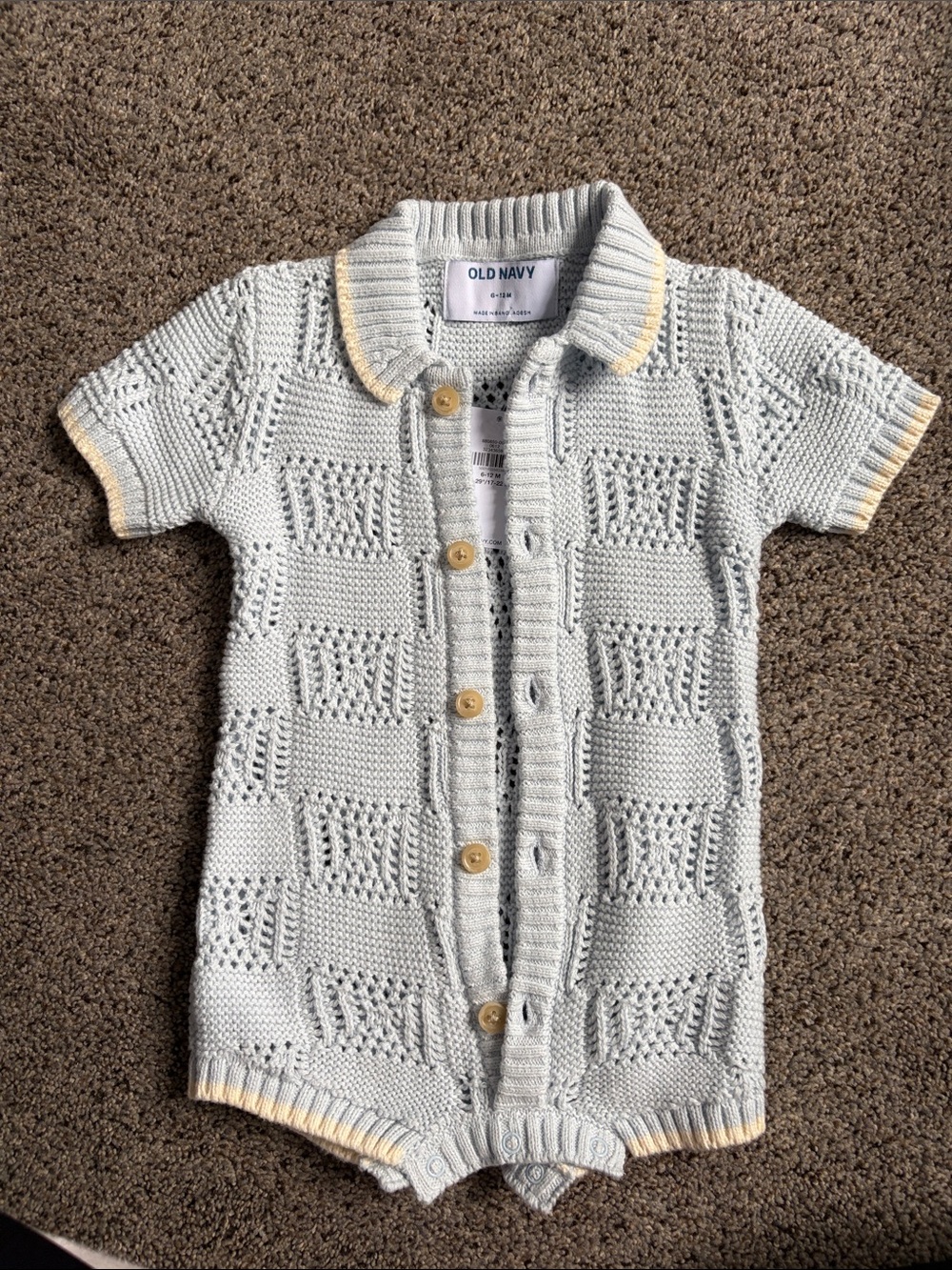 Old Navy Baby Blue Knit Button Romper NWT